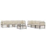 8-Piece Garden Lounge Set with Cushions Anthracite Poly Rattan