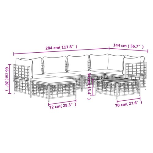 7-Piece Garden Lounge Set with Cushions Anthracite Poly Rattan - Image 10