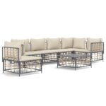 7-Piece Garden Lounge Set with Cushions Anthracite Poly Rattan