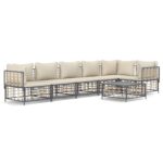 7-Piece Garden Lounge Set with Cushions Anthracite Poly Rattan