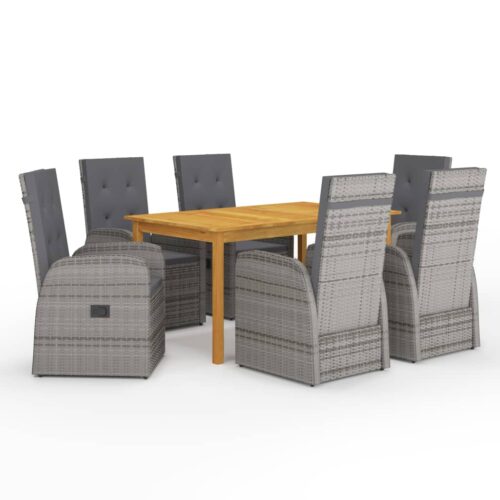 7-Piece Garden Dining Set Grey Outdoor Patio Lounge Furniture