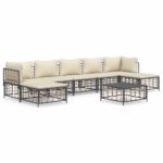 8-Piece Garden Lounge Set with Cushions Anthracite Poly Rattan