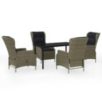 5-Piece Garden Dining Set Brown