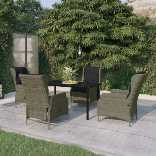 5-Piece Garden Dining Set Brown - Image 9