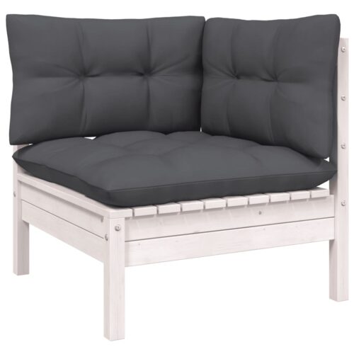10-Piece Garden Lounge Set with Cushions White Pine Wood Outdoor Patio Furniture - Image 4