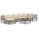 8-Piece Garden Lounge Set with Cushions Anthracite Poly Rattan