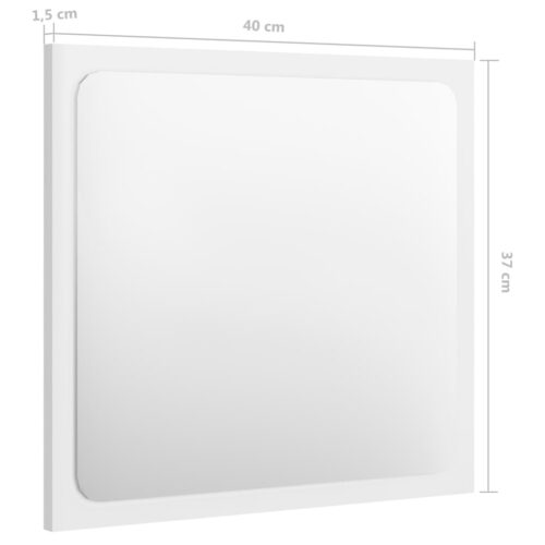 Bathroommirror High Gloss White 40x1.5x37cm Engineered Wood - Image 5