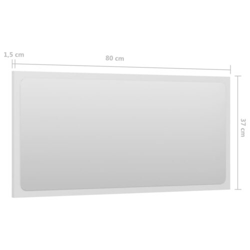 Bathroom Mirror High Gloss White 80x1.5x37cm Engineered Wood - Image 5