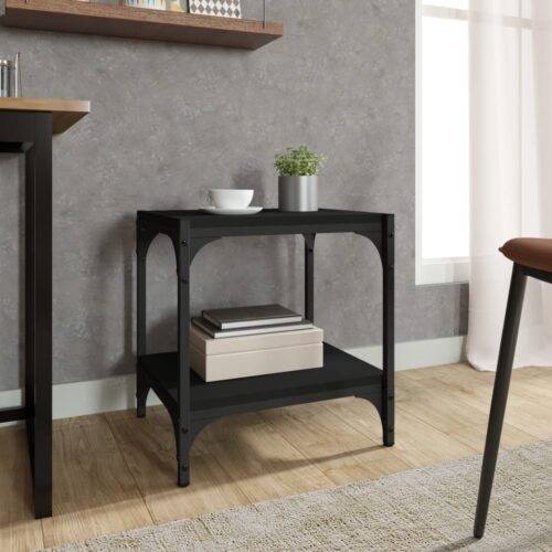 TV Cabinet Black 40x33x41cm Engineered Wood Steel - Image 3