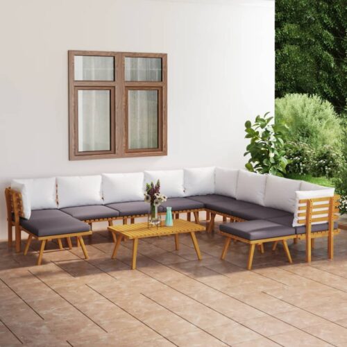 11-Piece Garden Lounge Set with Cushions Wood Timber Outdoor Patio Furniture Acacia - Image 12