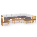 12-Piece Garden Lounge Set with Cushions Wood Timber Outdoor Patio Furniture Acacia