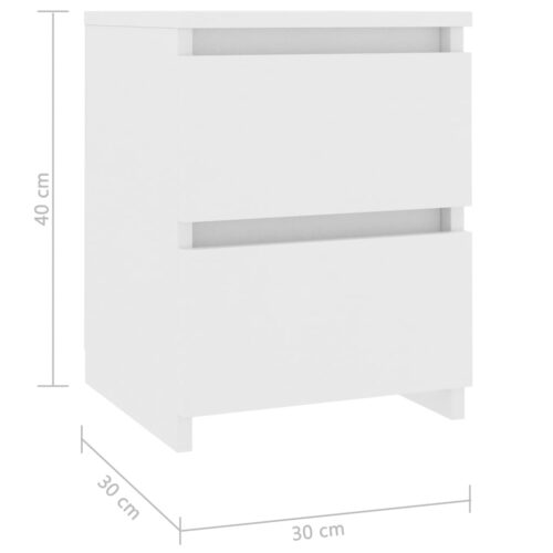 Wooden Bedside Table Drawers Storage Side Lamp Cabinets Bedroom Nightstand White - Image 6
