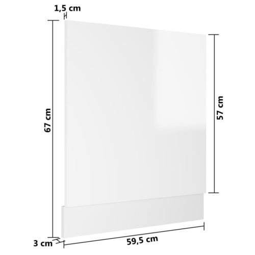 Dishwasher Panel High Gloss White 59.5x3x67cm Engineered Wood - Image 7