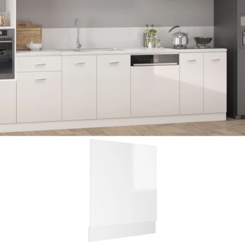 Dishwasher Panel High Gloss White 59.5x3x67cm Engineered Wood - Image 2
