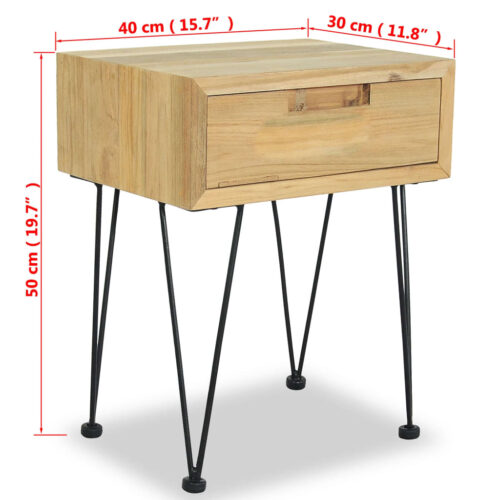 Bedside Cabinet 40x30x50cm Solid Teak - Image 9