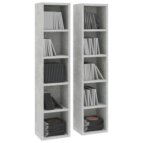 CD Cabinets 2pcs Concrete Grey 21x16x93.5cm Engineered Wood - Image 3