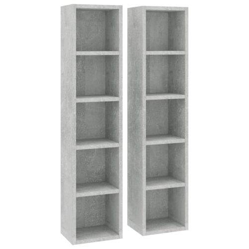 CD Cabinets 2pcs Concrete Grey 21x16x93.5cm Engineered Wood - Image 4