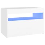 Bedside Cabinet LED White 60x35x40cm Engineered Wood