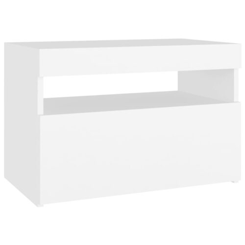 Bedside Cabinet LED White 60x35x40cm Engineered Wood - Image 8