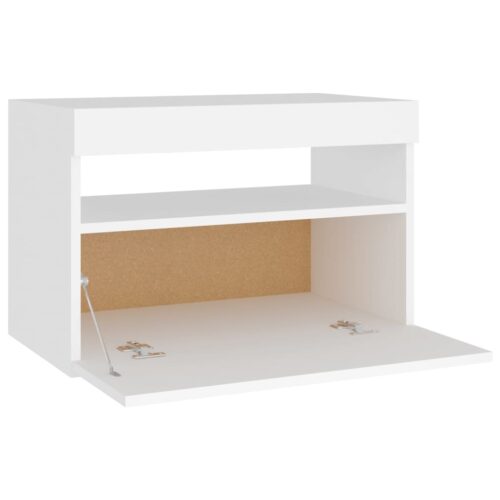 Bedside Cabinet LED White 60x35x40cm Engineered Wood - Image 9