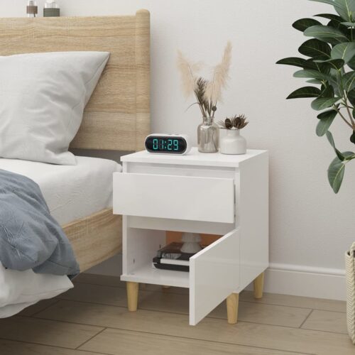 Bedside Cabinet High Gloss White 40x35x50cm - Image 3