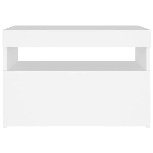 Bedside Cabinet LED White 60x35x40cm Engineered Wood - Image 10