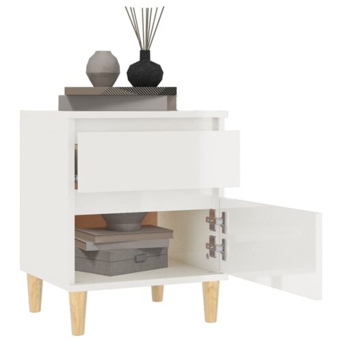 Bedside Cabinet High Gloss White 40x35x50cm - Image 4