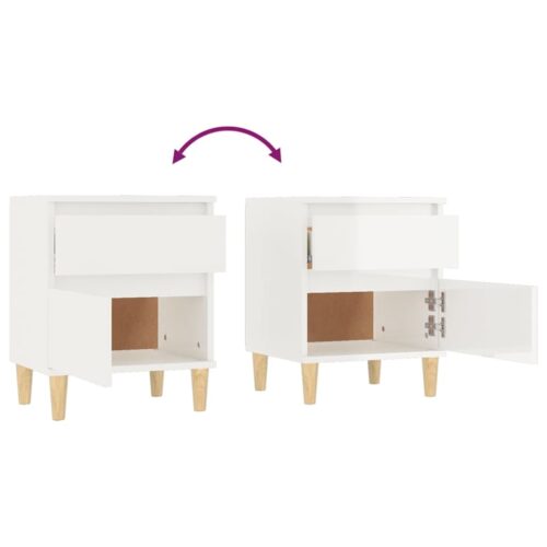 Bedside Cabinet High Gloss White 40x35x50cm - Image 8