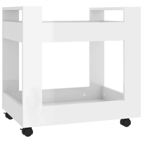Desk Trolley High Gloss White 60x45x60cm Engineered Wood - Image 2
