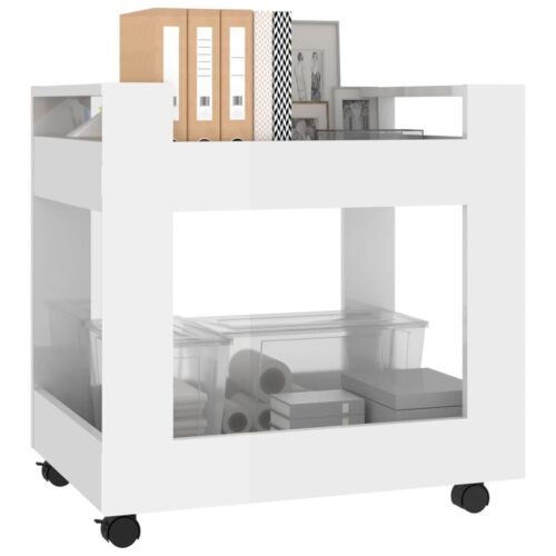 Desk Trolley High Gloss White 60x45x60cm Engineered Wood - Image 3
