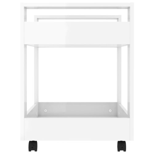 Desk Trolley High Gloss White 60x45x60cm Engineered Wood - Image 6