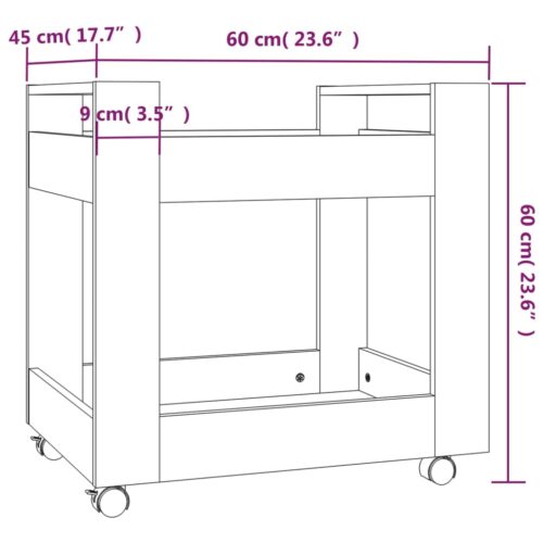 Desk Trolley High Gloss White 60x45x60cm Engineered Wood - Image 8