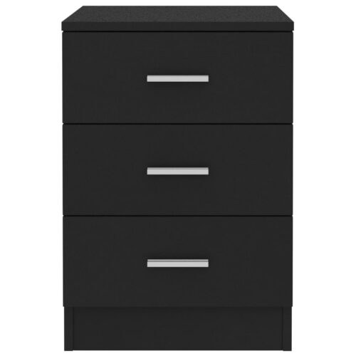 Bedside Cabinet Black 38x35x56cm Engineered Wood - Image 4