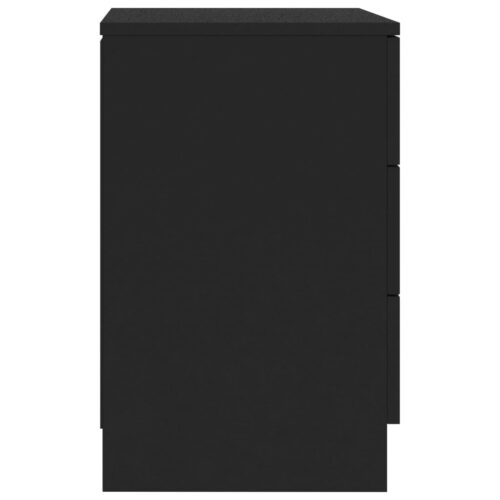 Bedside Cabinet Black 38x35x56cm Engineered Wood - Image 5