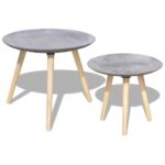 Two-Piece Side Table/Coffee Table Set 55cm 44cm Concrete Grey