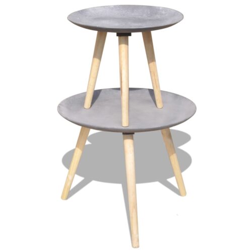 Two-Piece Side Table/Coffee Table Set 55cm 44cm Concrete Grey - Image 6