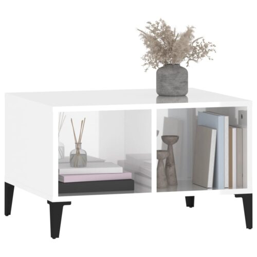 Coffee Table High Gloss White 60x50x36.5cm Engineered Wood - Image 4