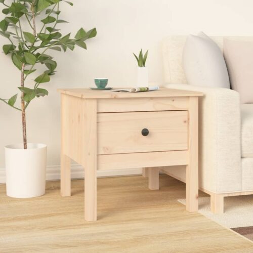 2x Pine Wood Side Coffee Tables Set Sofa Lounge Bedside Storage Nightstand 50x50x49cm - Image 4