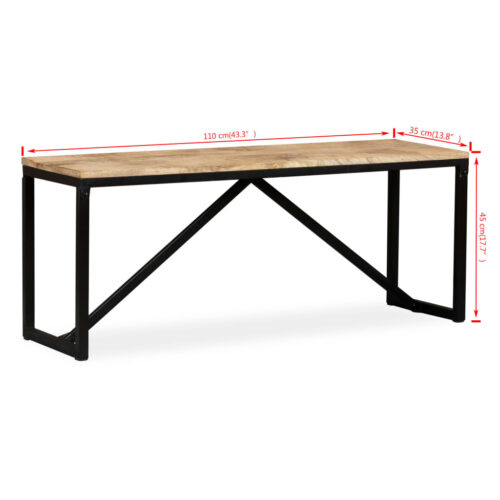Bench Solid Mango Wood 110x35x45cm - Image 9