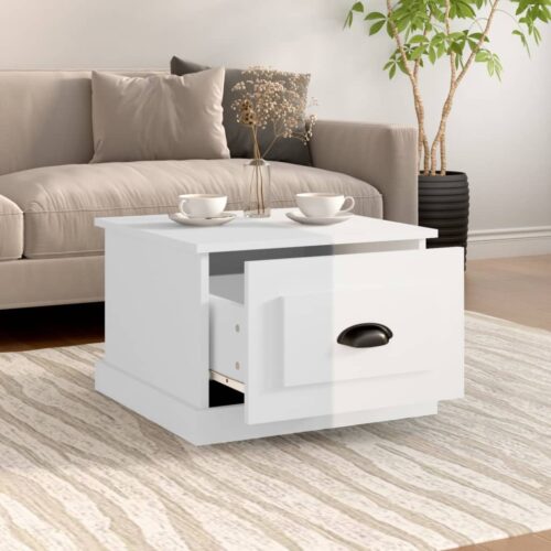 Coffee Table High Gloss White 50x50x35cm Engineered Wood - Image 3