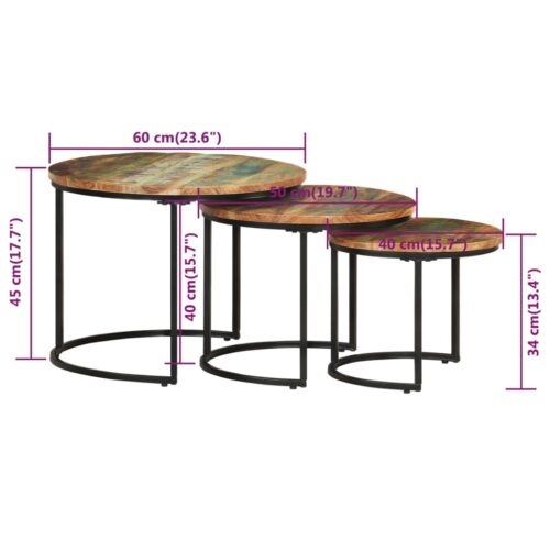 Nesting Tables 3pcs Solid Wood Reclaimed - Image 8