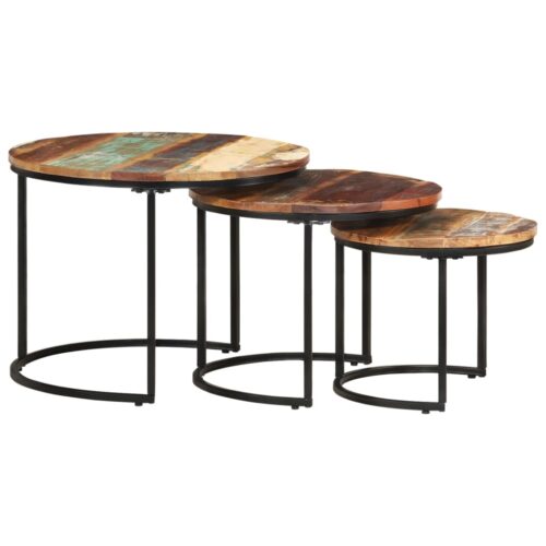 Nesting Tables 3pcs Solid Wood Reclaimed - Image 11