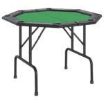 8-Player Folding Poker Table Green 108x108x75cm