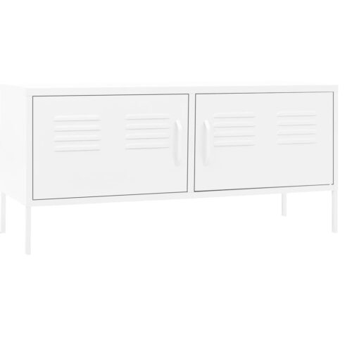 TV Cabinet White 105x35x50cm Steel - Image 2