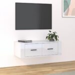 Hanging TV Cabinet High Gloss White 80x36x25cm Engineered Wood