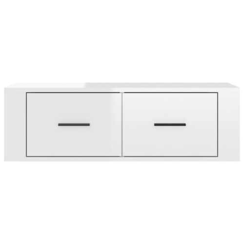 Hanging TV Cabinet High Gloss White 80x36x25cm Engineered Wood - Image 6