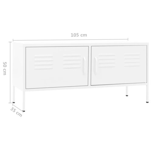 TV Cabinet White 105x35x50cm Steel - Image 9