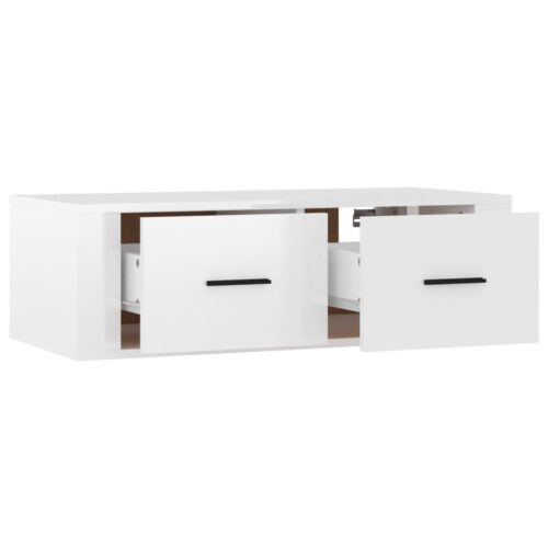 Hanging TV Cabinet High Gloss White 80x36x25cm Engineered Wood - Image 7