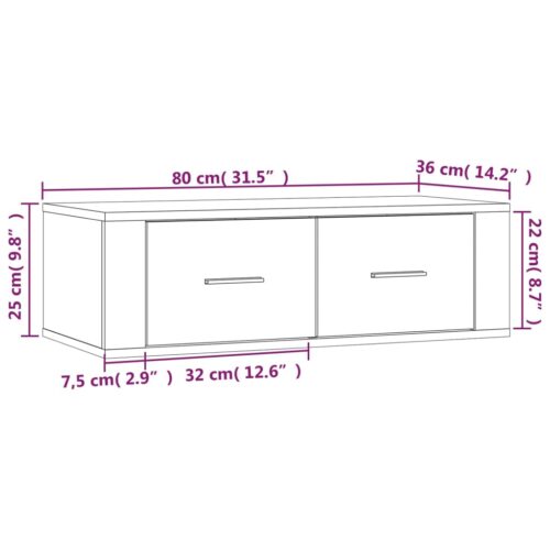 Hanging TV Cabinet High Gloss White 80x36x25cm Engineered Wood - Image 11