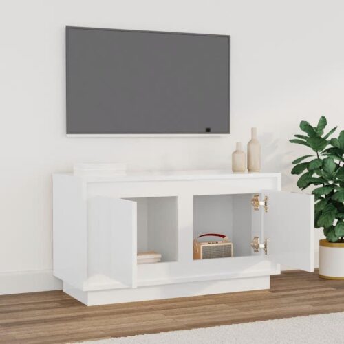 High Gloss Cabinet Entertainment Unit TV Table Stand Wooden Storage Shelf White - Image 3